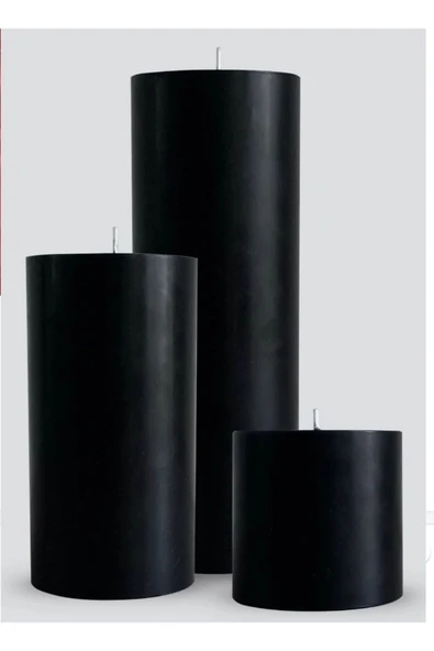 Mumbox 3’lü Siyah Kütük Mum Dekoratif Blok Mum (8, 10, 15) ürün görseli