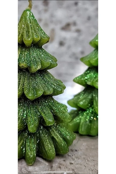 2’li Yeşil Çam Ağacı Kokulu Mum - Resim 2