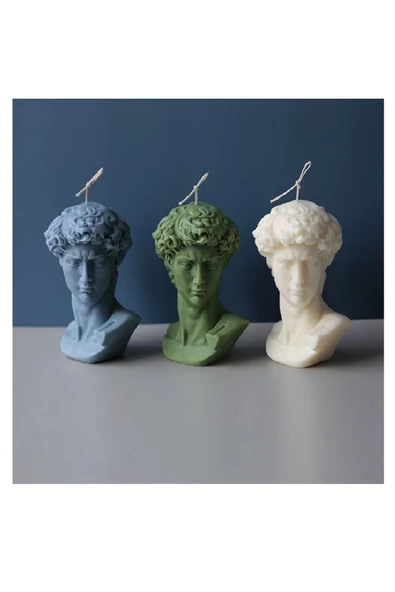 3 Lü David Mum Beyaz Yeşil Mavi ürün görseli