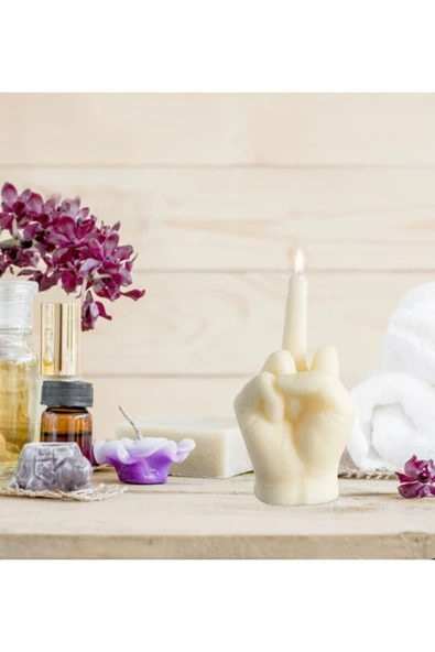 Orta Parmak Beyaz Renk Mum - Resim 2