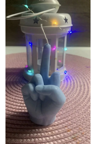 Orta Parmak Mavi Renk Mum ürün görseli