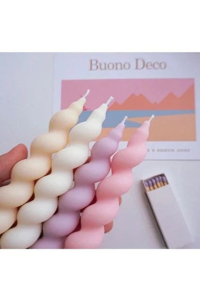 4’lü Spiral Burgu Kokulu Şamdan ürün görseli