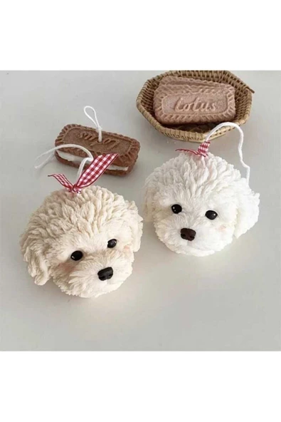 2'li Dekoratif Kokulu Köpek Mum (8 CM) Köpek Mum