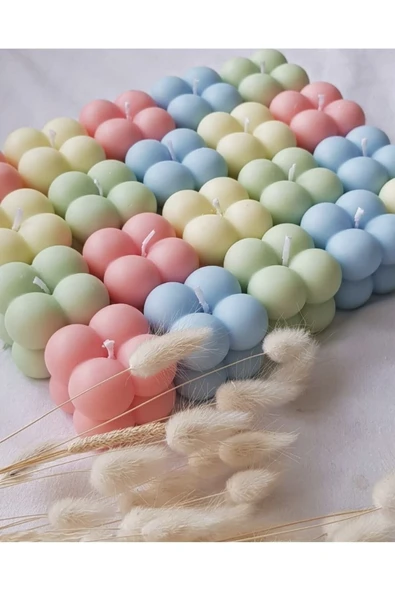 Solin 50 Adet Özel Mini Bubble Mum Nikah Söz Nişan Davet Kına Hediyeligi - Resim 3