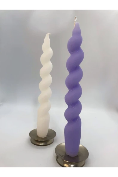 Dekoratif 2'li Burgulu Şamdan Mumu