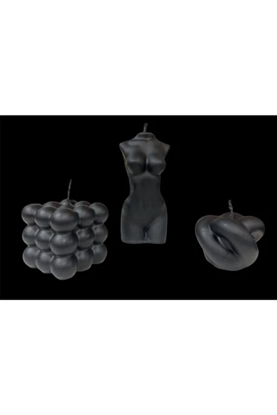 Kokulu Siyah Bubble Büyük Boy Kadın Büst Hera düğüm Mum Seti - Resim 2