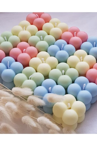 Solin 50 Adet Özel Mini Bubble Mum Nikah Söz Nişan Davet Kına Hediyeligi - Resim 2