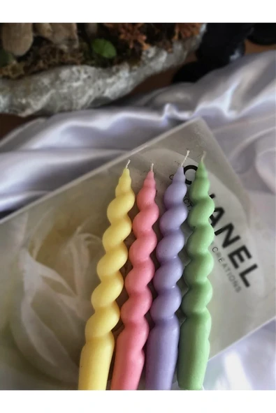 Dekoratif 4'lü Kokulu Burgu Mum Seti