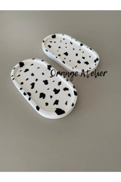 2 Li Dekoratif Oval Beton Biblo Tabak Beton Takı Tabağı Mum Tabağı Organizer Mumluk Tütsülük - 2