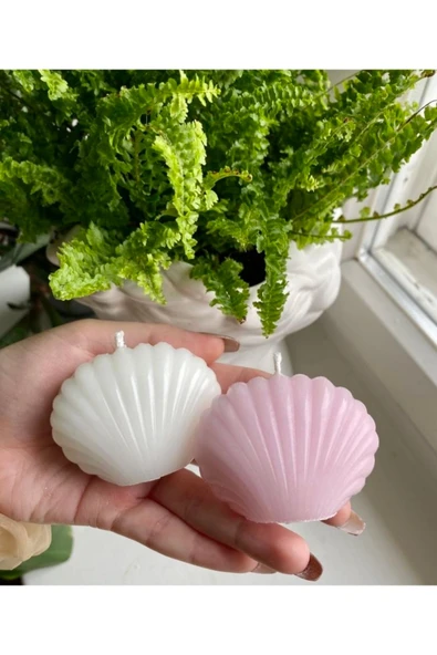 2’li Pembe Ve Beyaz Kokulu Mini Istiridye Mum ürün görseli