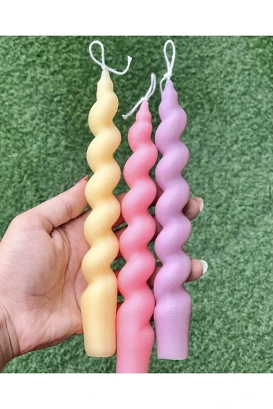3’lü Spiral Burgu Kokulu Şamdan Mum