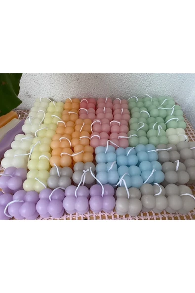 3 Adet Li Su Yeşili Mini Bubble Mum , Kokulu - Resim 3