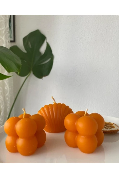Turuncu Hediyelik Kokulu Mini Bubble Ve Istiridye Mum - 3