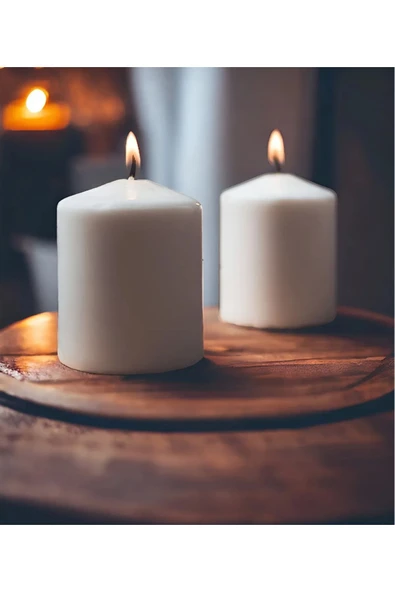 3 Adet Blok Baton Mum Serisi 8cm yükseklik x 6cm çap - Resim 2