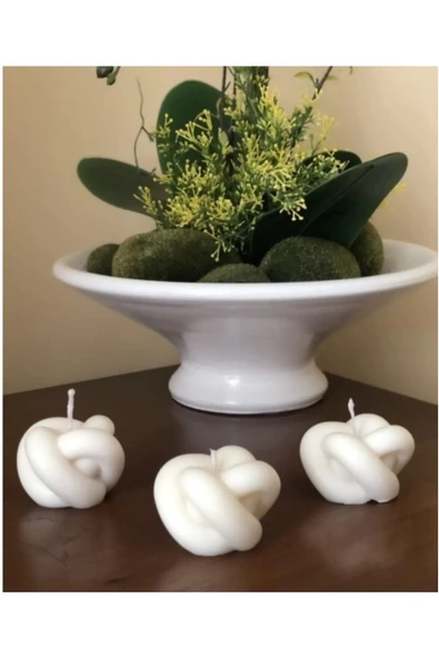 Hera Düğüm Mum 3 lü Set Dekoratif Şık Model