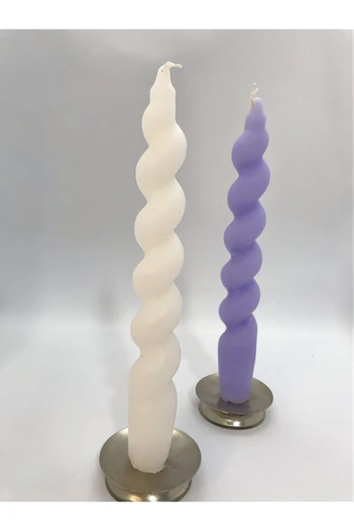 Dekoratif 2'li Burgulu Şamdan Mumu - 2