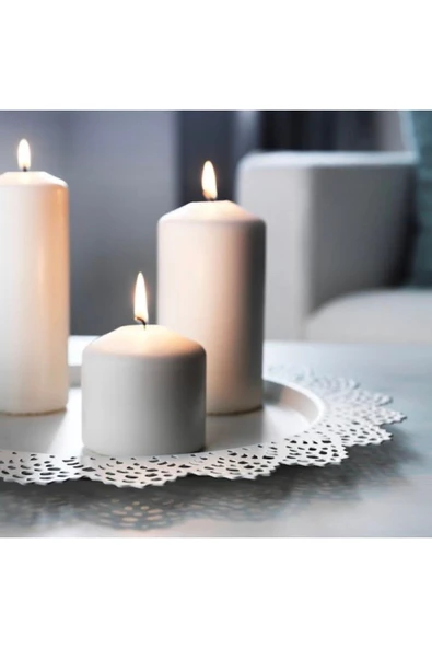 3’lü Adet Silindir Blok Baton Dekoratif Mum ürün görseli