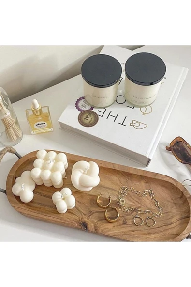 4lü Dekoratif Kokulu Beyaz Mum Seti - 2