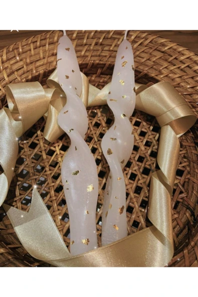 2li Burgulu Varaklı Şamdan Mum ürün görseli