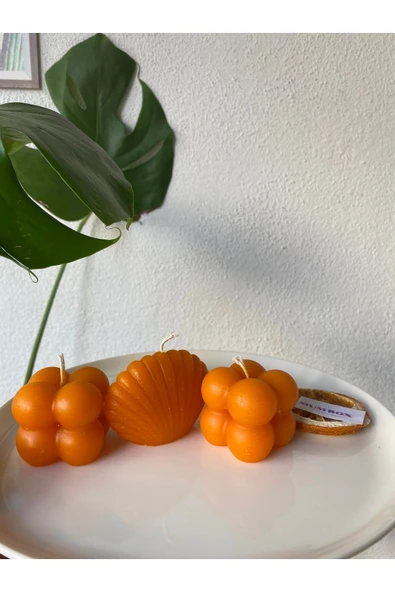 Turuncu Hediyelik Kokulu Mini Bubble Ve Istiridye Mum - 2