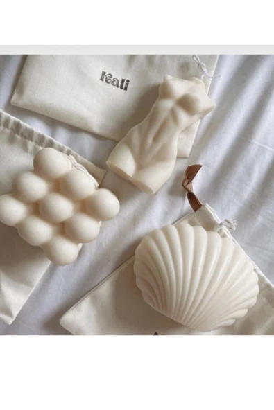 3lü Kokulu Kadın Büst Istiridye Bubble Mum Seti Hediyelik Dekor