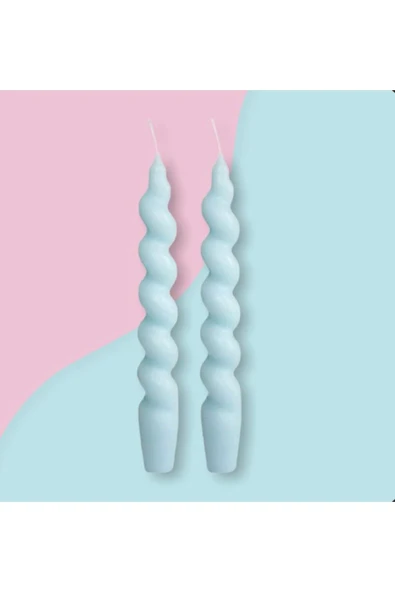 2’li Mavi Burgu Spiral Şamdan Kokulu Mum - Resim 2