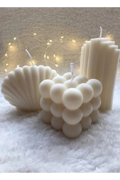 Bubble Mum 3lü Tasarım Dekoratif Mum ürün görseli