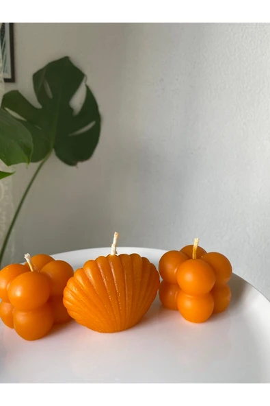 Turuncu Hediyelik Kokulu Mini Bubble Ve Istiridye Mum
