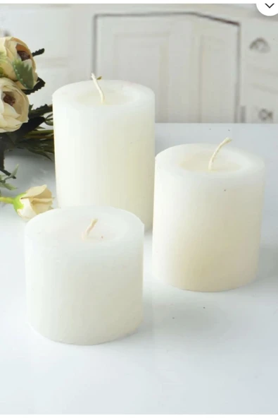 Mumbox 3’lü Beyaz Kütük Mum Dekoratif Blok Mum( 5,5x6,5x8)