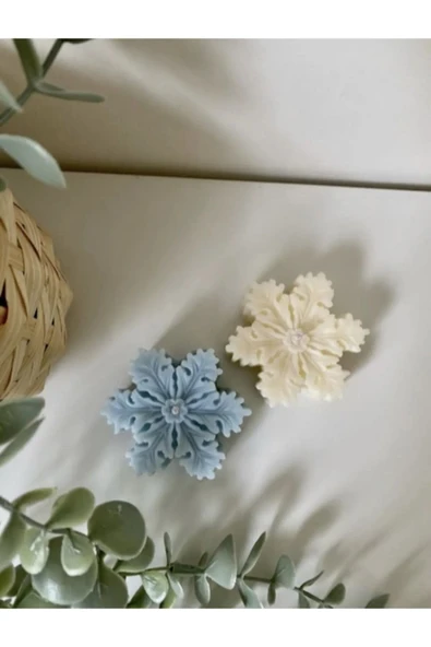 2'li Dekoratif Kar Tanesi Mum Yılbaşı Mumu Yeni Yıl New Year