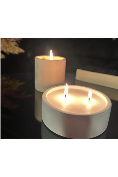 Meditasyon Okyanus Kokulu Beton Saksılı Dekoratif Mum - Resim 2