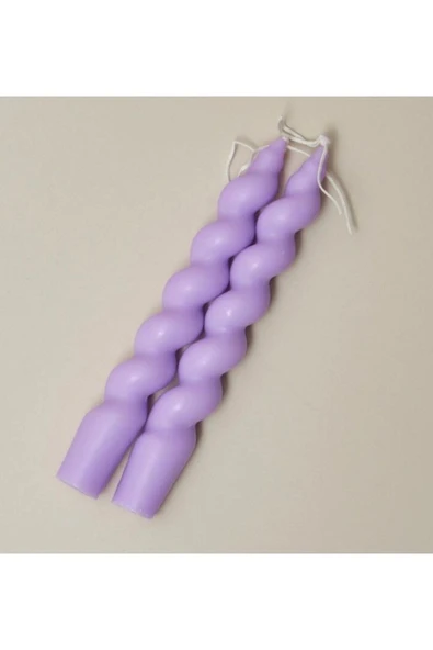 2’li Mor Burgu Spiral Şamdan Kokulu Mum - Resim 2