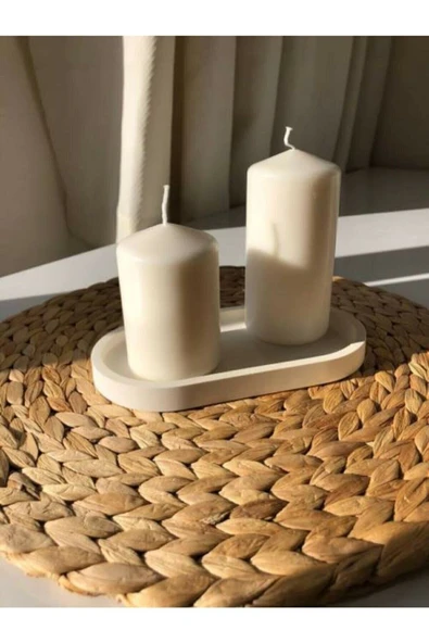 Dekoratif Tekli Oval Terrazo Mum Ve Saksı Altlığı Takı Tabağı Mum Tabağı Mumluk Organizer