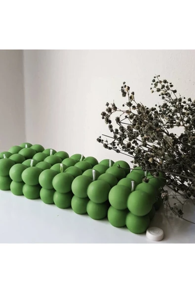 Hediyelik Yeşil Mini Üçlü Bubble Set Mum