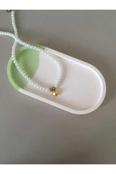 Dekoratif Oval Beton Biblo Tabak Beton Takı Tabağı Mum Tabağı Organizer Mumluk Tütsülük