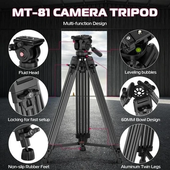Ulanzi MT-81 Alüminyum 360 Ball Head Kafa Video Tripod - Resim 3