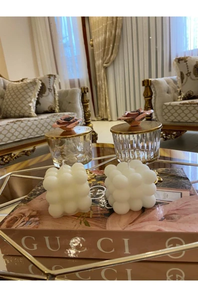 2li Beyaz Kokulu Dekoratif Bubble Mum