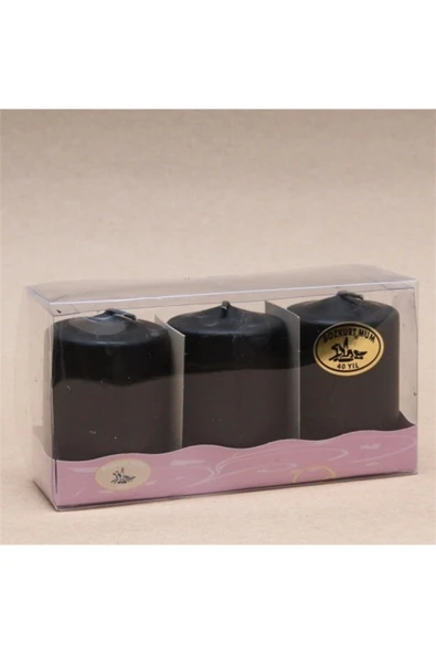 Silindir Mum Siyah 3'lü