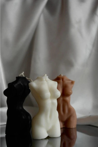 Bernamiofficial Dekoratif Hediyelik Kokulu Mum - Vanilya Kokulu 3'lü Kadın Figürlü Soya Mum Set - 2