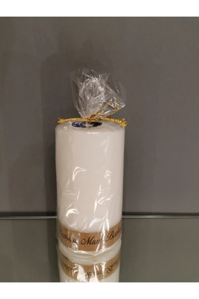 Beyaz Renk Kütük Mum  7 x 12 cm ürün görseli