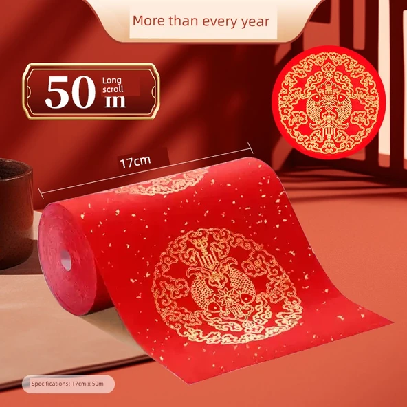 Yıllık Artış Kırmızı Xuan Kağıdı - 17cm x 50m
