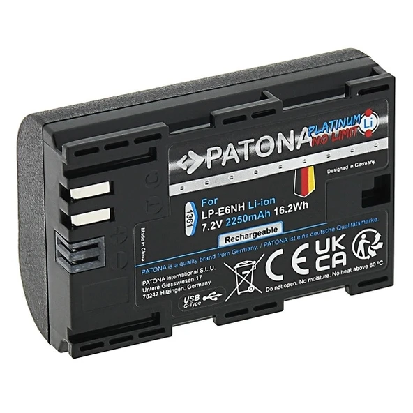 Patona Canon LP-E6NH USB-C İnput Uyumlu Batarya (MARK II İLE UYUMLU DEĞİL) ürün görseli