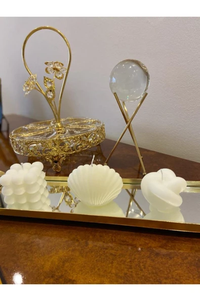 3lü Beyaz Kokulu Dekoratif Set Mum