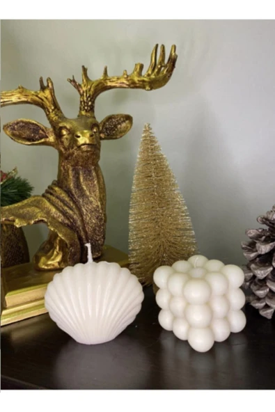 2'li Dekoratif Mum Seti Denizkabuğu Ve Bubble