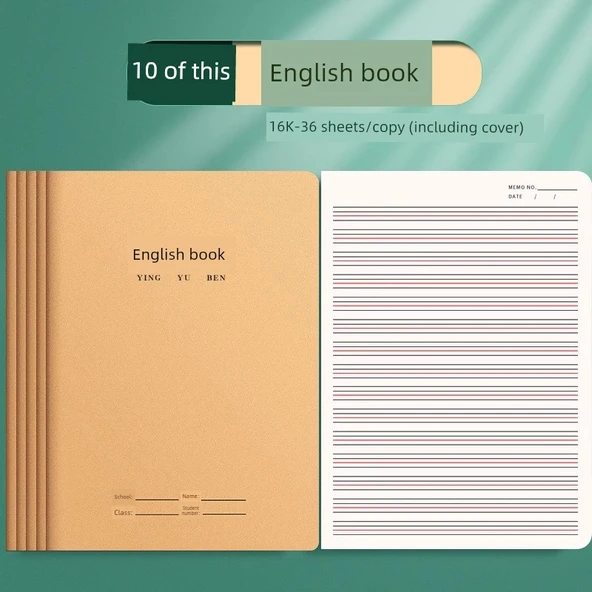 16K Öğrenci Pratik Defteri - 16K İngilizce 10 Kitap