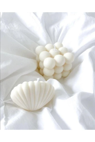 Bernamiofficial 2'li Dekoratif Kokulu Mum Seti Beyaz Renk