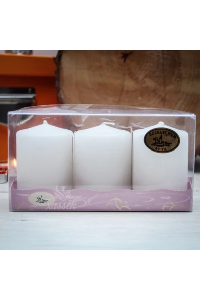 Silindir Mum 3'lü Beyaz ürün görseli