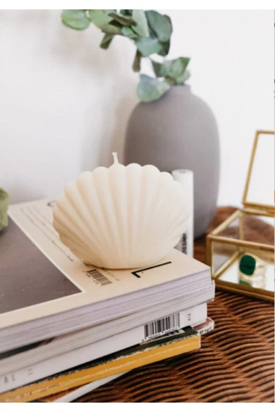 Bernami Beyaz Istiridye (DENİZ KABUĞU) Şeklinde Kokulu Mum 9x7cm