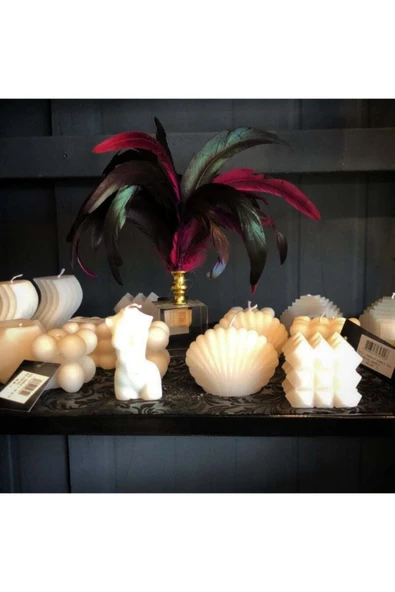 3'lü Dekoratif Kokulu Mum Seti Beyaz Renk Doğal Is Yapmaz - Resim 2