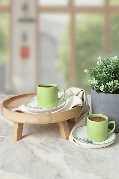 Keramika Elegant Blossoms Yeşil Kahve Takımı 4 Parça 2 Kişilik 21788 - 4